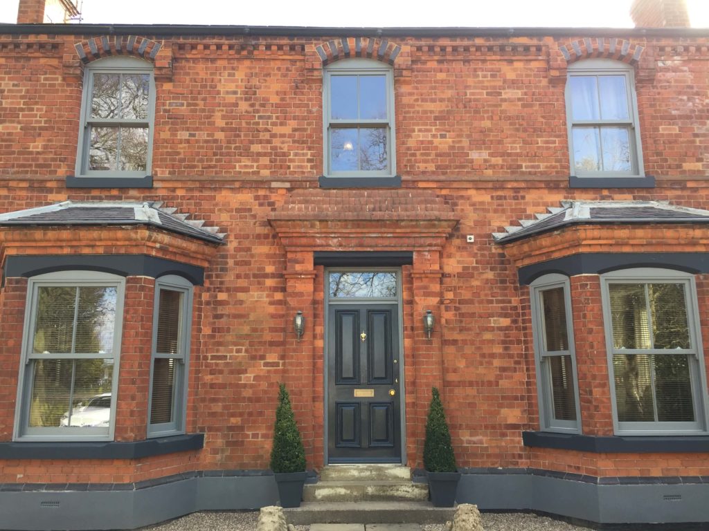 Timber sash windows on a house