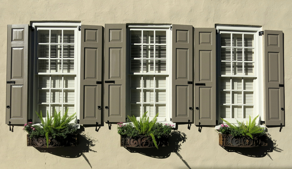 Windows with external shutters