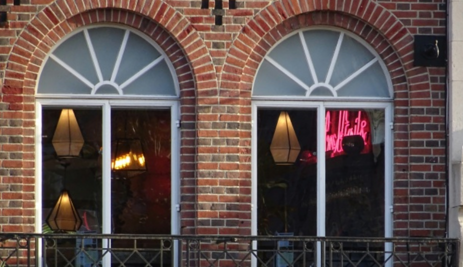 arched window on balcony