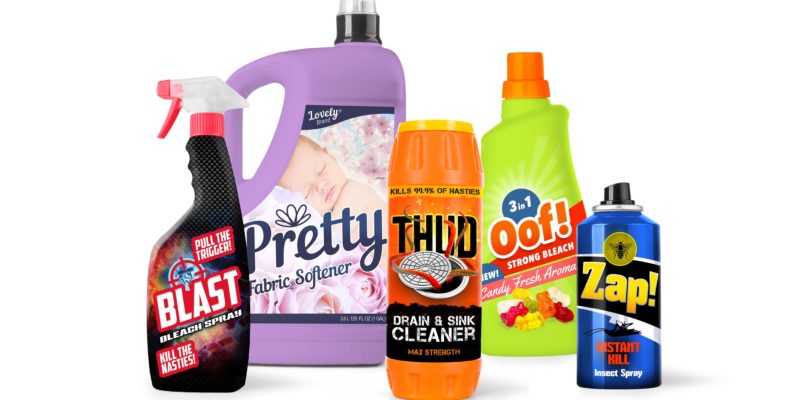 Bright packaging on household chemical