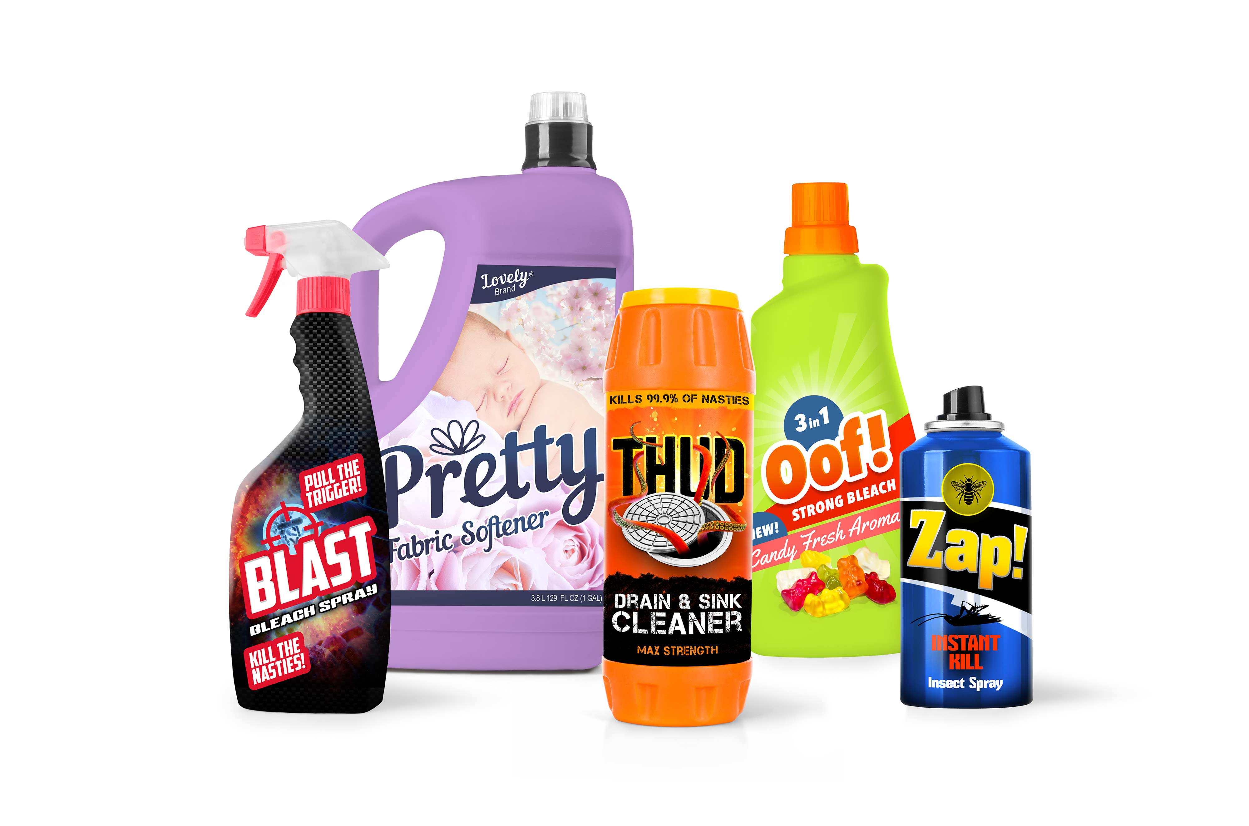 Bright packaging on household chemical