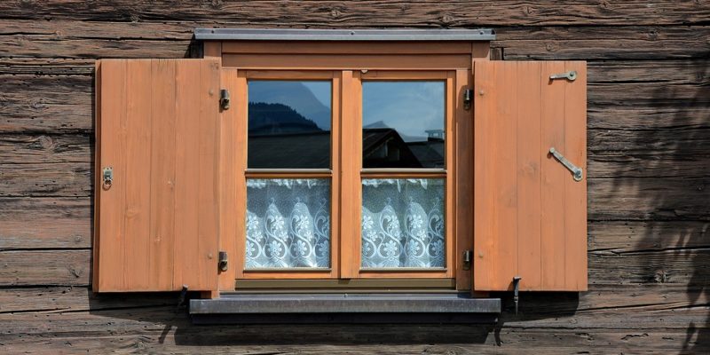 Wooden windows with shutters