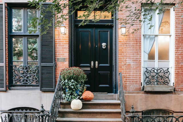 black door and window frame with with frames